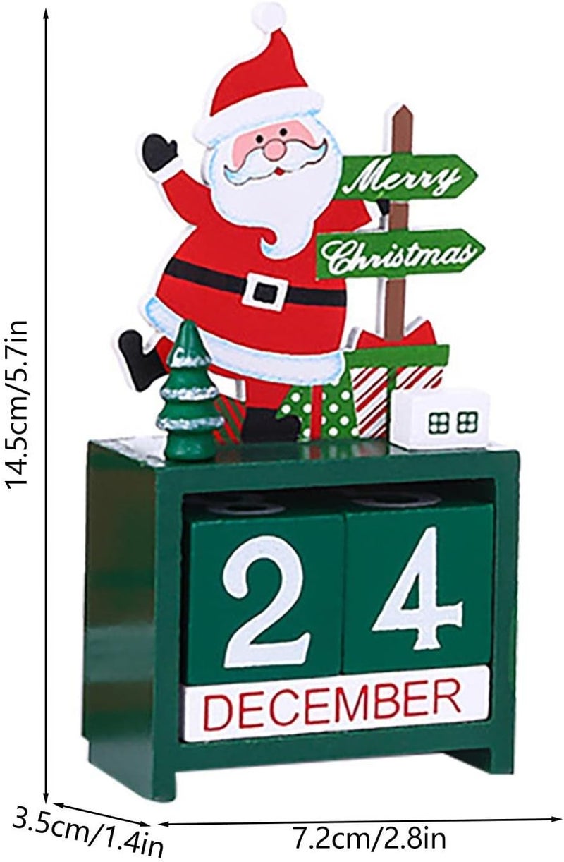woobles Wooden Block Christmas Desk Calendar - Days Til Christmas Wooden Advent Calendar Set | Christmas Desktop Calendars with Number Date and Snowman/Santa/Reindeer Decor - Image 4